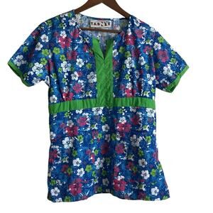 Tab NY Scrubs Women Top L Floral Medical Uniform Nurse Workwear‎ Dental Casual